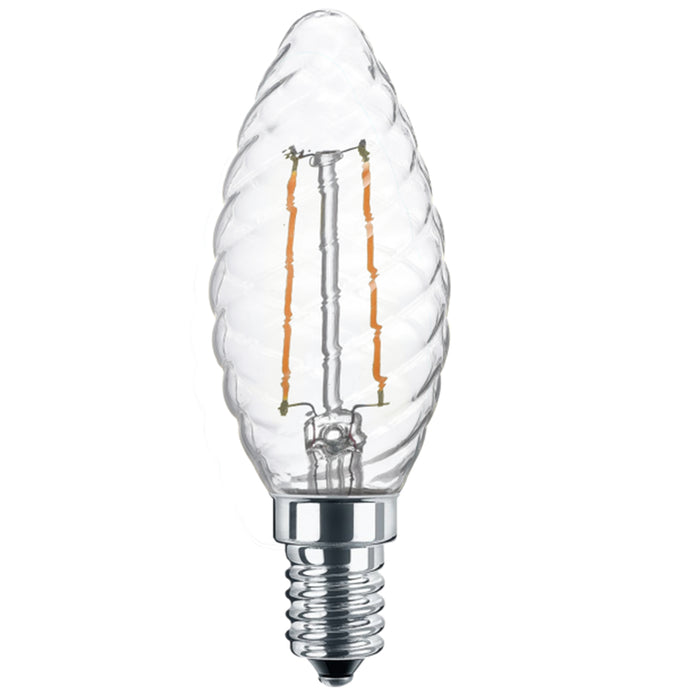 LED-E14 4W=40W 470lm Kerze gedreht