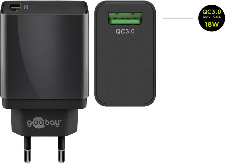 USB-Netzteil 18W QC3.0 sw goobay