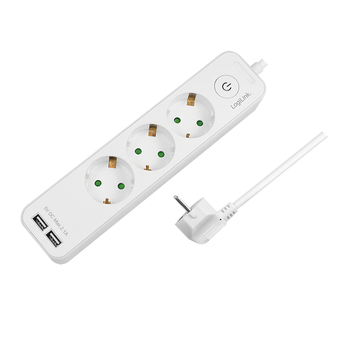 Steckdosenl. 3-fach 1,5m + 2xUSB max2,1A