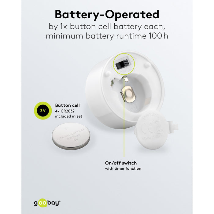 LED-Teelicht 4er mit 6h Timer & CR2032