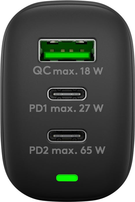 USB-C™ PD GaN Multiport-Schnellladegerät (65 W) schwarz/weiß