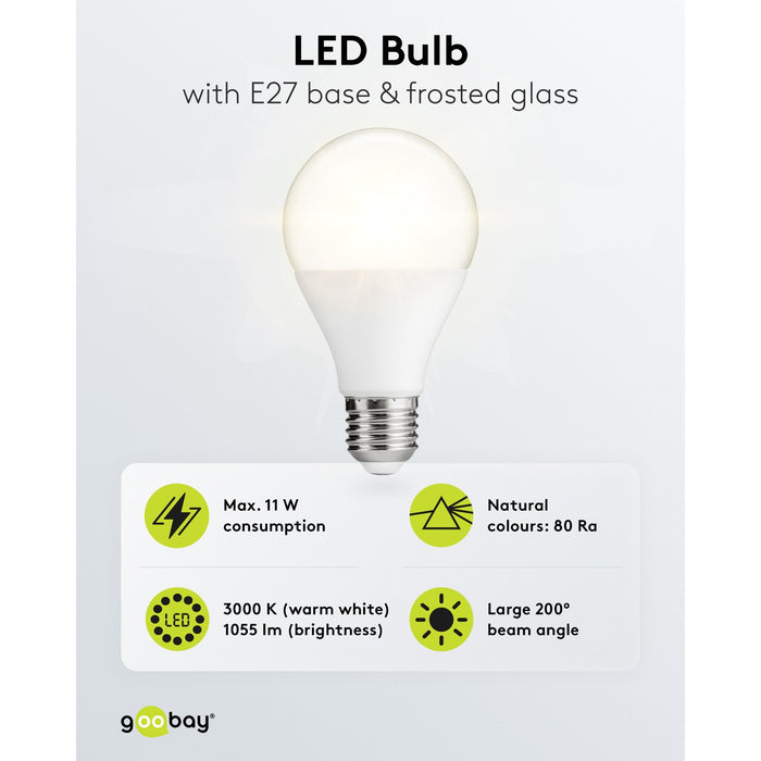 LED-E27 11W 1055lm 3000K ww goobay 200°