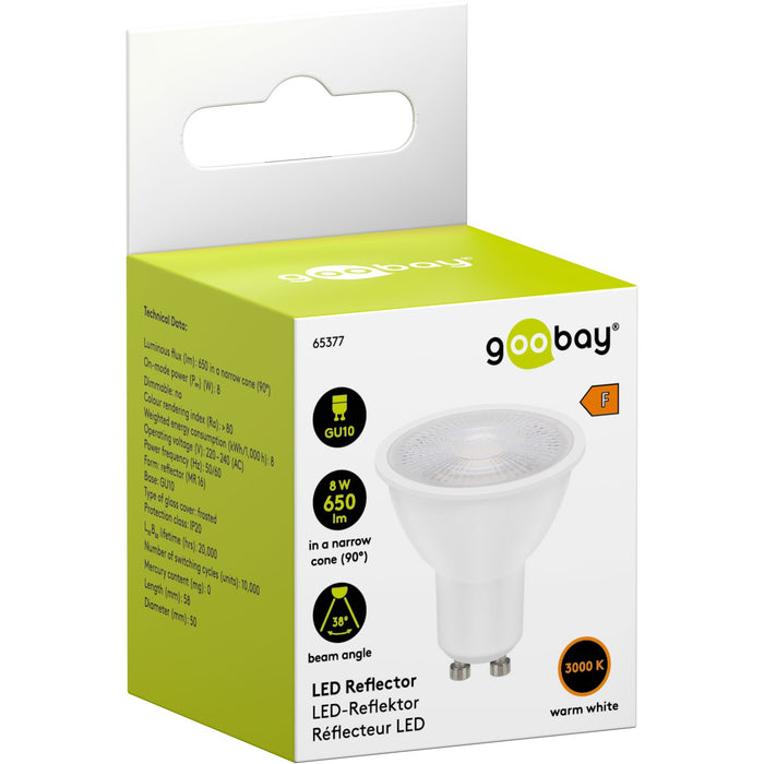 LED-GU10 8W 650lm 3000K ww goobay 38°