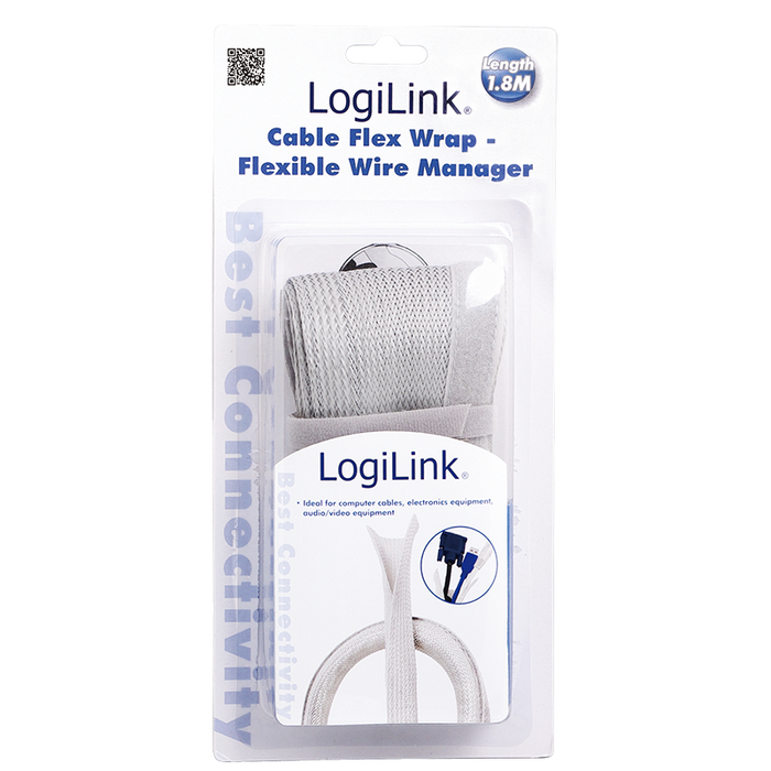 Kabelbündel Gewebeschlauch, grau 1,8m