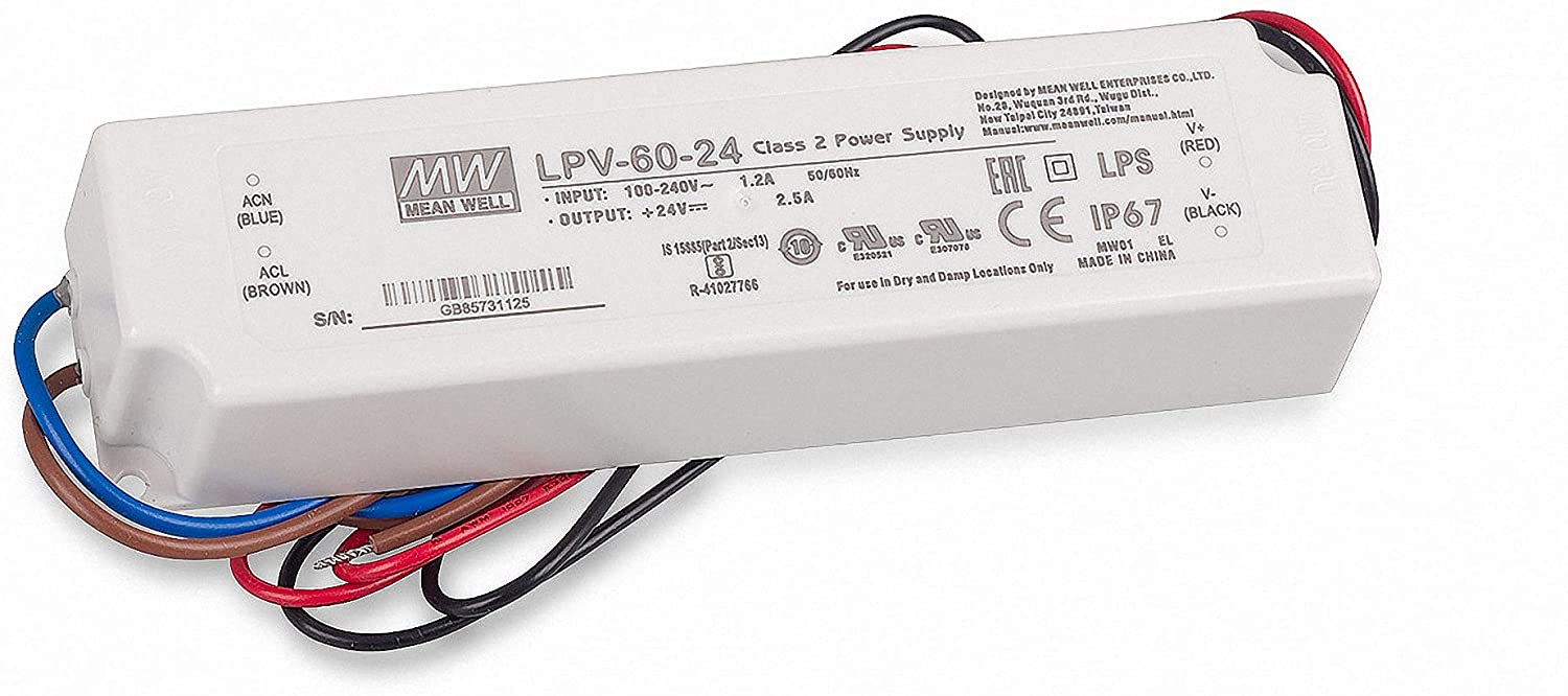 LED-Netzteil 24V DC 2,5A IP67 MeanWell