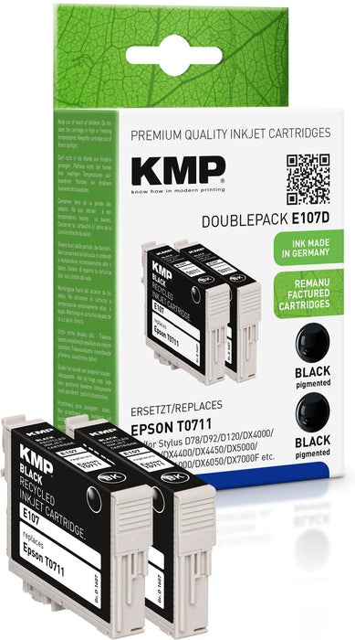 Tintenpatronen | Epson | T0711 | Schwarz | 2er Pack | KMP
