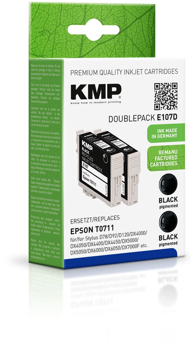 Tintenpatronen | Epson | T0711 | Schwarz | 2er Pack | KMP