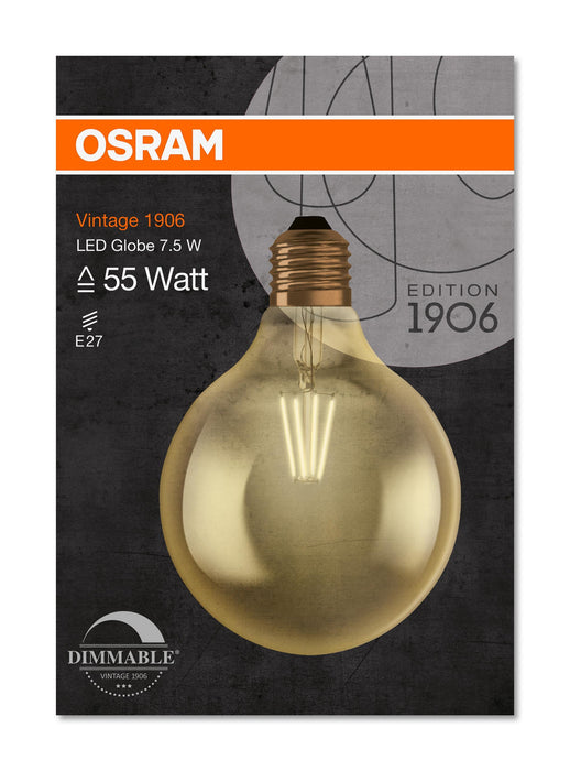 LED-E27 7W=55W | Vintage | Gold | Globe | 725lm | Filament | dimmbar | Osram