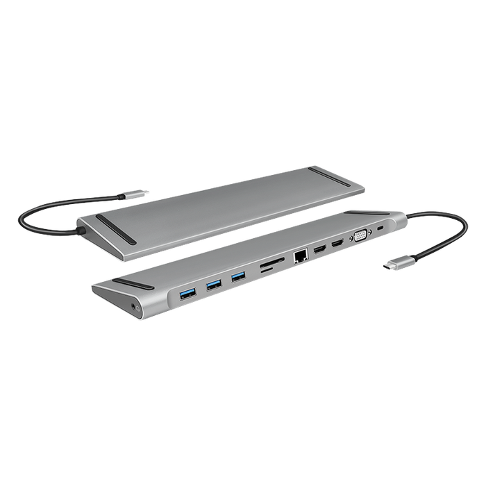 USB-C Hub | Dockingstation | 11-Port | PD 100W | 2x HDMI | 1x VGA | 3x USB 3.0 | 1x RJ45 | 1x SD-/MicroSD-Kartenleser | LogiLink