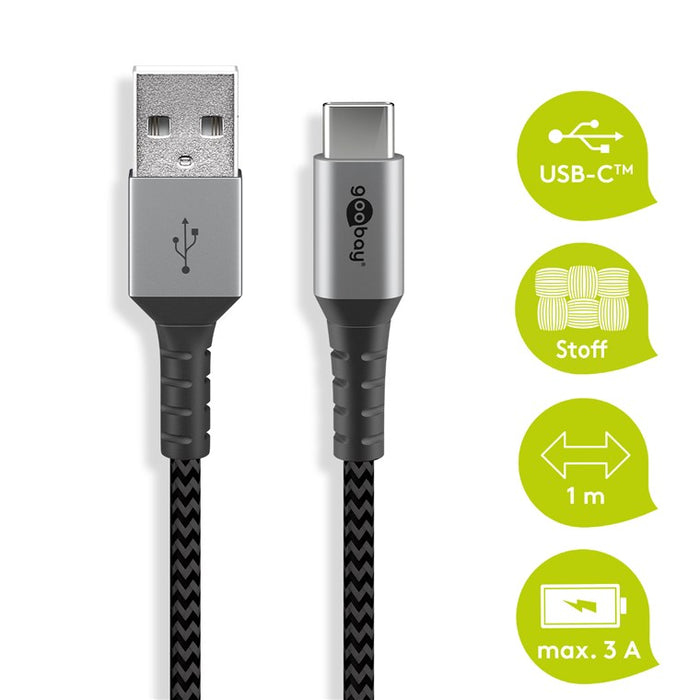 USB 3.1 Textilkabel C-St->2.0 A-St 1,0m