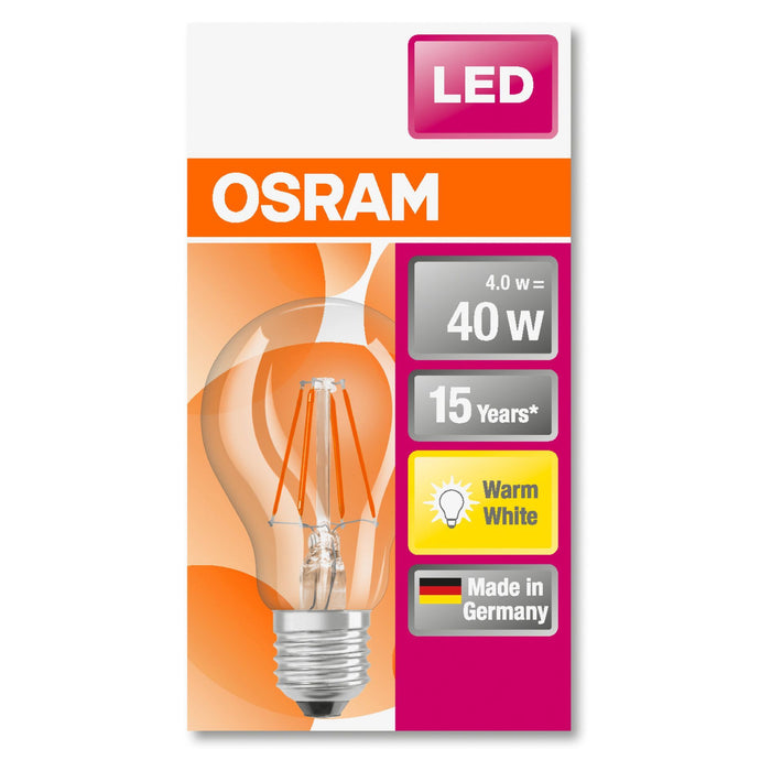 LED-E27 4W 470lm A40 Filament Osram