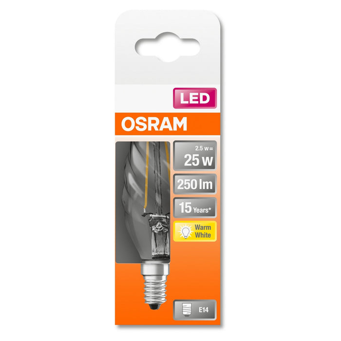 LED-E14 2W 250lm BW25 Filament Osram