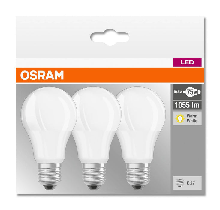LED-E27 10W=75W 1055lm WW 3er OSRAM